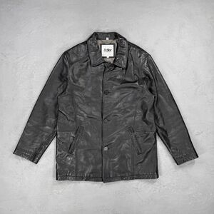 Vintage Adler Black Lamb Skin Leather Button Up Jacket Men's Large